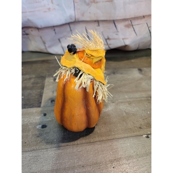 Scarecrow Leaning on pumpkin AS IS crow farmer fall autumn decor - Picture 6 of 6